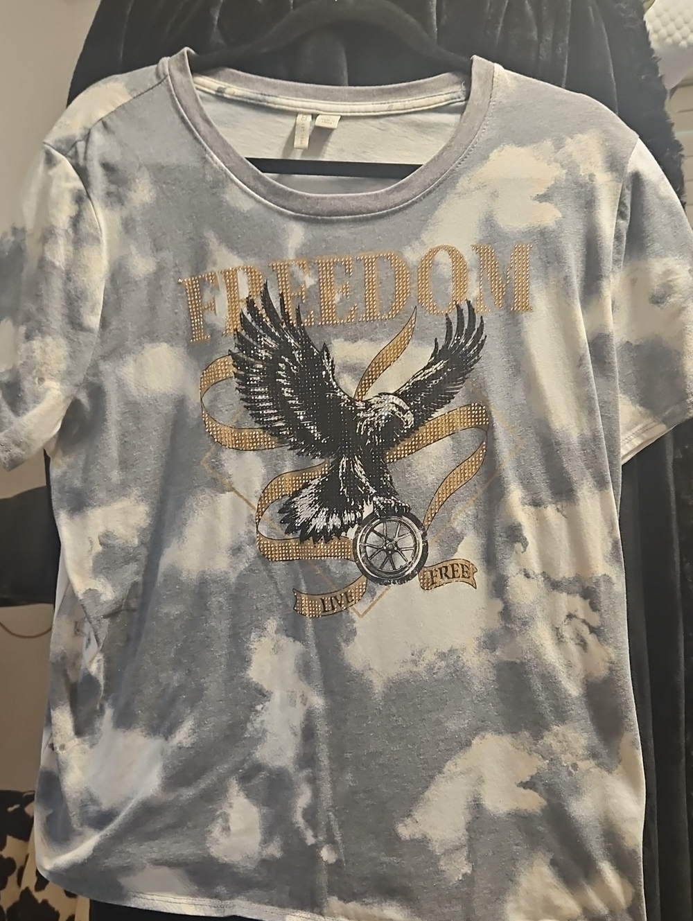 Freedom Eagle Tie-Dye Short Sleeve Tee - Gold & Gray